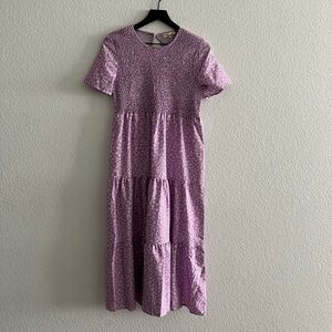 Casual Purple Midi Sundress with Crew Neck
